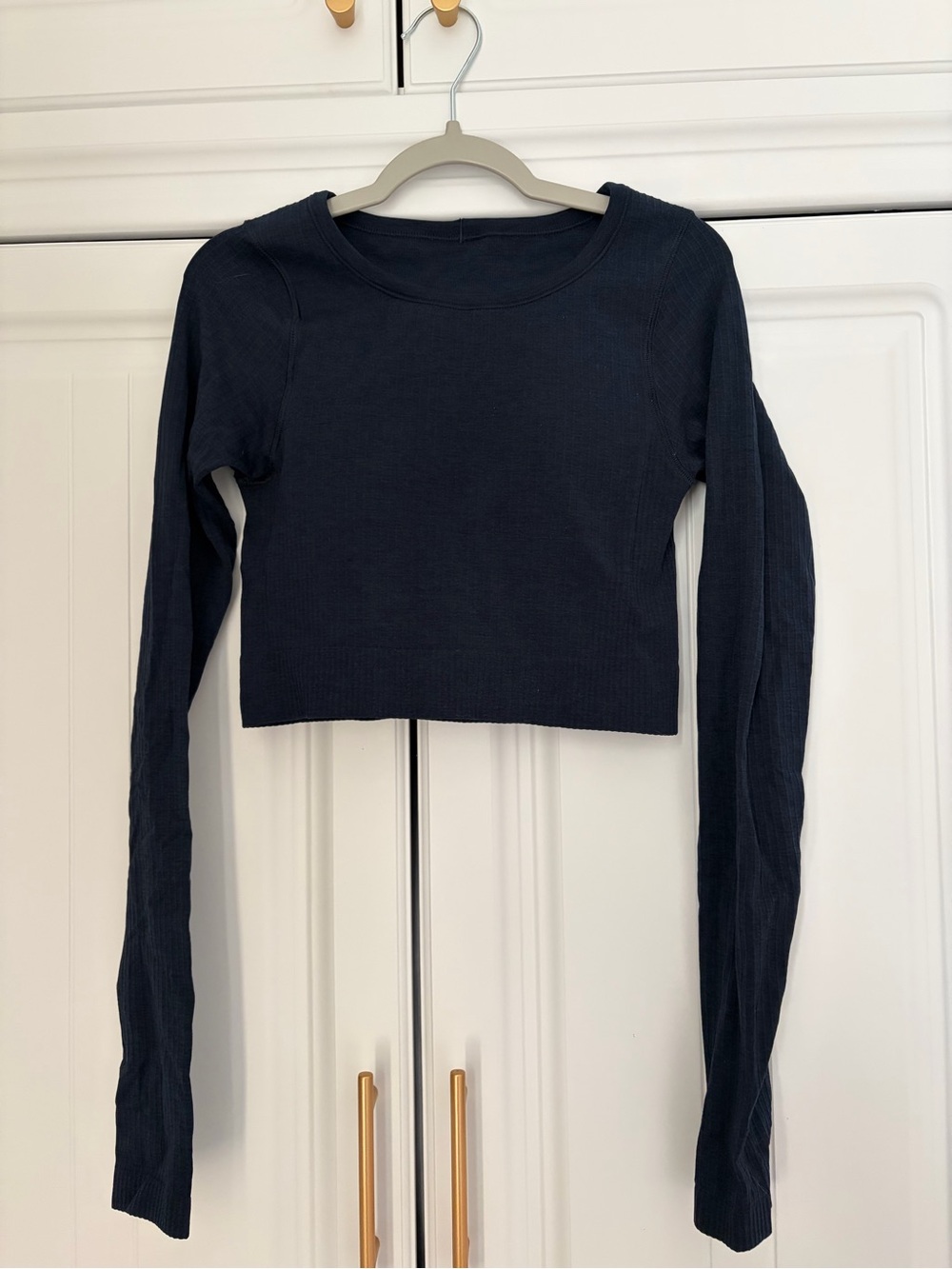 lululemon athletica Ribbed Long Sleeve Crop Top - Navy